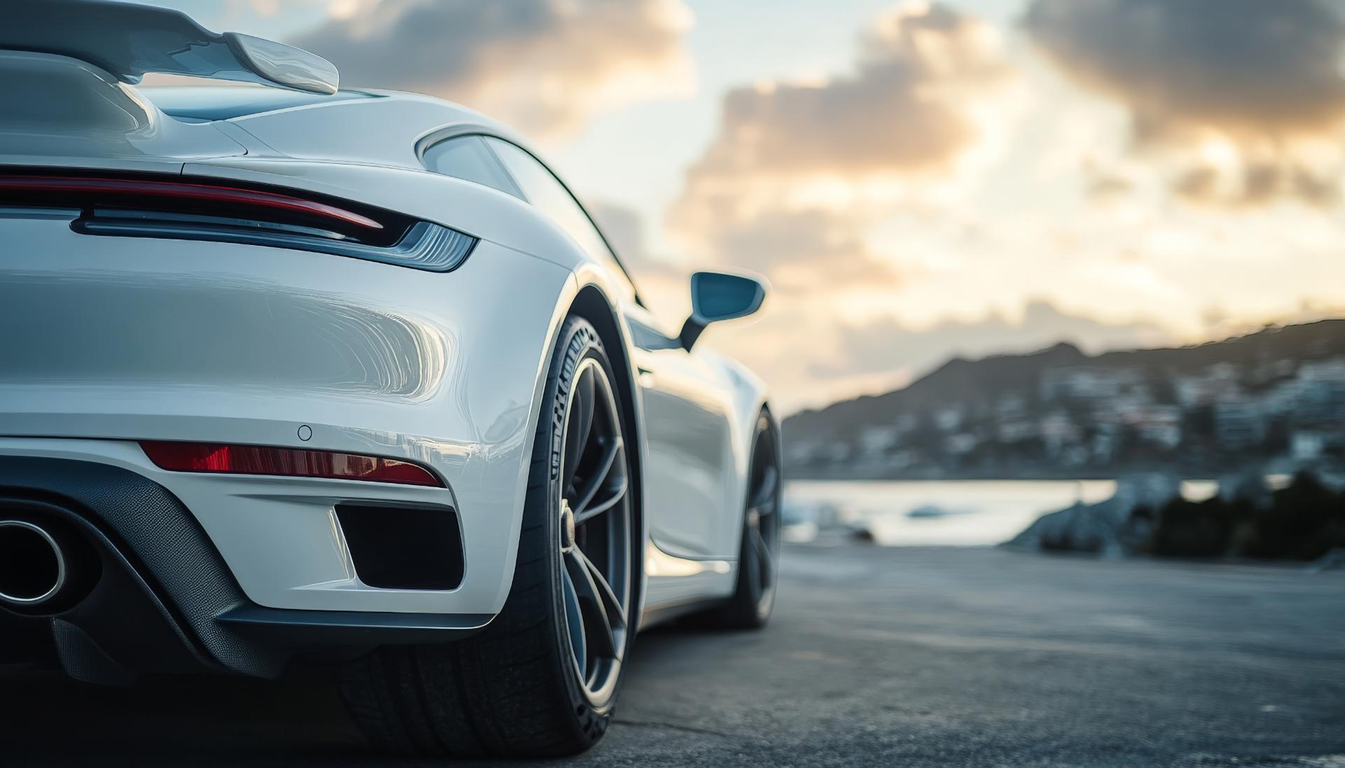 Witte Porsche 911 sportwagen